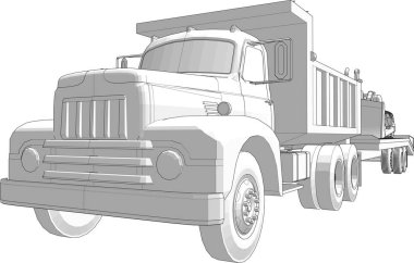 Karavan vektör illüstrasyonlu kamyon