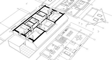 ev konsepti çizimi 3 boyutlu illüstrasyon