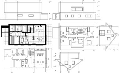 Evin iç mimarisi. vektör illüstrasyonu