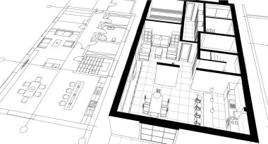 ev konsepti çizimi 3 boyutlu illüstrasyon