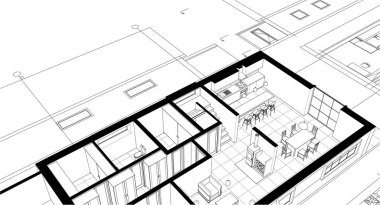 Modern mimari taslak, çizim çizimi