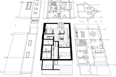 ev planı, taslak, siyah arkaplan