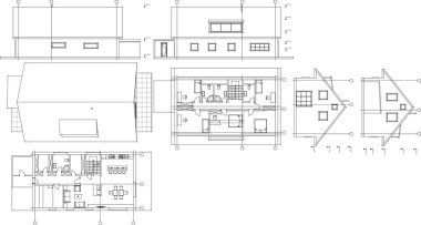 Modern bir evin eskiz çizimi