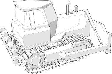 Beyaz arkaplanda izole edilmiş ana hatlı nesnenin 3 boyutlu görüntülenmesi
