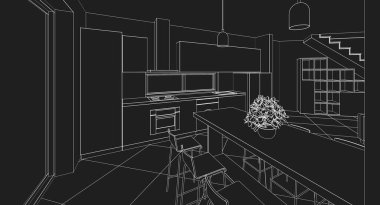 ev konsepti çizimi 3D oluşturma