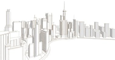 soyut mimari 3 boyutlu illüstrasyon