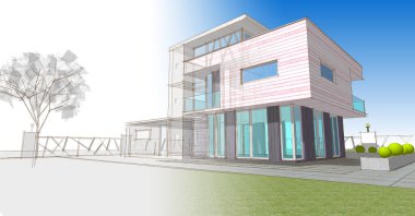 Modern tasarımı olan bir evin taslağı