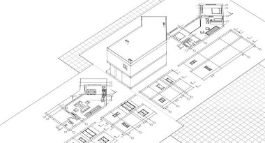 ev konsepti çizimi 3 boyutlu illüstrasyon