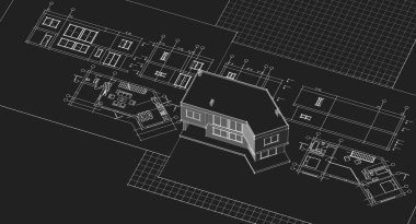 Modern ev planı. 3D görüntüleme. 3d illüstrasyon.