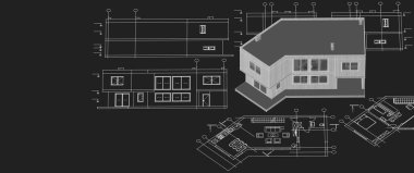 house building sketch 3 d illustration