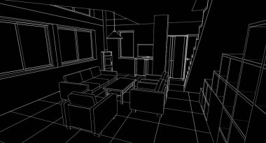 iç tasarım konsepti 3d model çiziyor