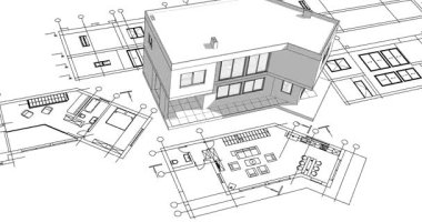 ev mimarisi proje taslağı 3 d illüstrasyon