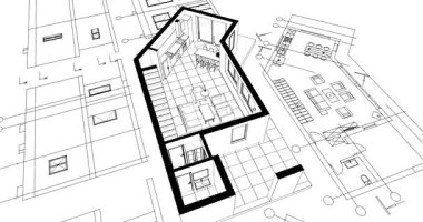 ev yapımı mimari taslak 3D illüstrasyon