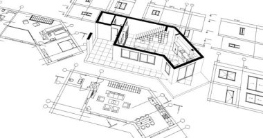ev mimari projesi konsepti 3 d illüstrasyon