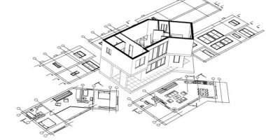 ev planı çizimi 3 boyutlu illüstrasyon