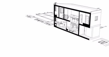ev mimarisi proje taslağı 3 d illüstrasyon