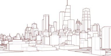 soyut şehir mimarisi tasarımı, 3 boyutlu görüntüleme