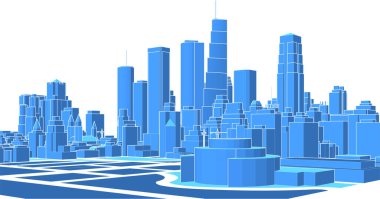 Şehir şehri, 3D model, vektör illüstrasyonu