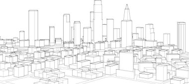 3D şehir mimari binası, 3D model.