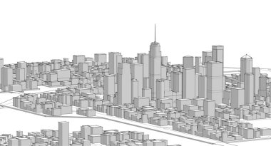 3D görüntüleme, şehir arkaplanı