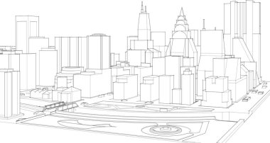 Gökdelenli şehir manzarası