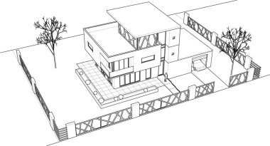 ev konsepti çizimi 3 boyutlu illüstrasyon