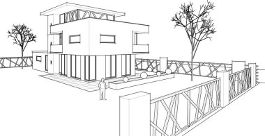 ev konsepti çizimi 3 boyutlu illüstrasyon