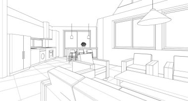 3D mimari taslak, modern duvar kağıdı.