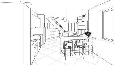 İç tasarımın çizimi