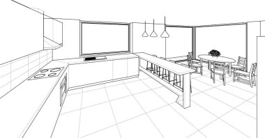 İç tasarımın çizimi