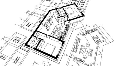 ev konsepti çizimi 3D oluşturma