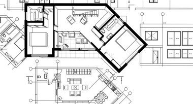 ev mimarisi çizimi, 3 boyutlu illüstrasyon