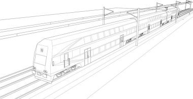 Tren konseptinin çizgi çizimi