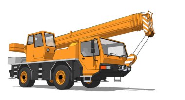 Beyaz arkaplanda inşaat vinci vektörü