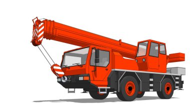 red truck with a white background