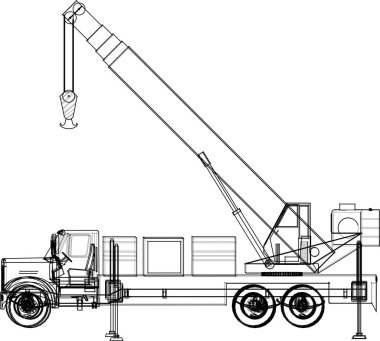 Kamyon Crane. Vektör illüstrasyonu.