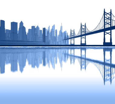 Skyline mavi gökyüzü ile shanghai