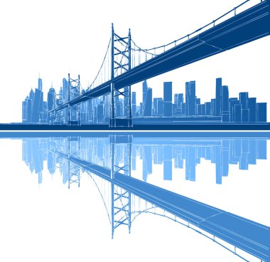 Köprü şehrin vektör çizim