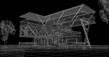3d mimari proje, dijital çizgiler