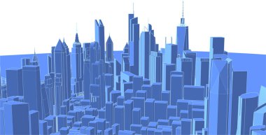 Şehir illüstrasyonunun 3 boyutlu canlandırması