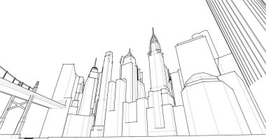 soyut 3d şehir, vektör illüstrasyonu