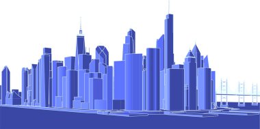 Modern binaları olan vektör şehir manzarası panoraması