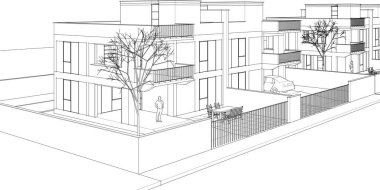 ev konsepti çizimi 3 boyutlu illüstrasyon