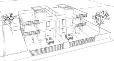 ev konsepti çizimi 3 boyutlu illüstrasyon