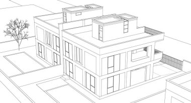 ev cephesi projesi 3D illüstrasyon