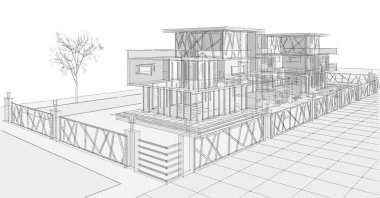 ev binası 3D illüstrasyon