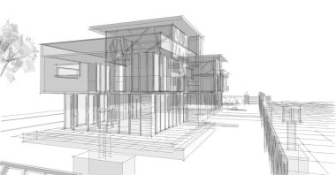 Mimari sanat konseptinde soyut çizgiler, minimum geometrik şekiller.
