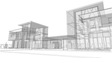 ev konsepti çizimi 3 boyutlu illüstrasyon