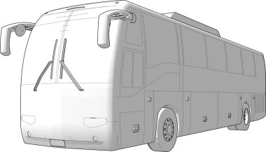 Beyaz arkaplanda beyaz bir otobüsün vektör çizimi