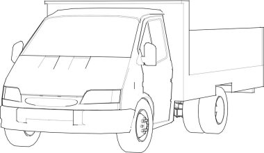 Bir kamyonun vektör çizimi. Beyaz arka planda izole edilmiş. El çizimi çizimi. eps